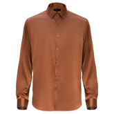 Barocco Luxe Satin Stretch Shirt MOCHA